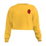 Blusa Cropped Moletom Coração Feminino Personalizado Com Cintura Descosturada