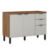 Balcão Firenze Pia 120cm 3 Portas 2 Gavetas Amêndola/nude Prime Sem Tampo - Demóbile