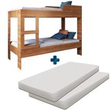 Cama Beliche Com 2 Colchões Solteiro Nogal Yanca Shop Jm