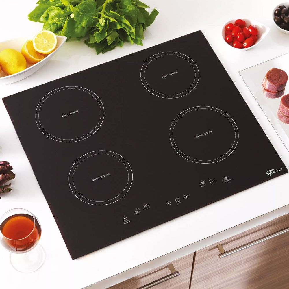 Fogão Cooktop 4 Bocas Indução Mesa Vidro Painel Touch Screen Fischer