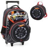 Kit Mochila De Rodinhas Lancheira Luxcel Hotwheels Preto