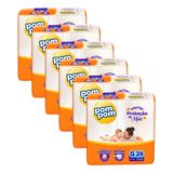 Fralda Descartável Pom Pom Derma Protek Jumbo Tamanho G - 6 Pacotes Com 24 Fraldas - Total 144 Tiras