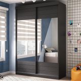Guarda-roupas Infantil 2 Portas Com Espelho Samambaia Teen Cabecasa Madeiramadeira Preto