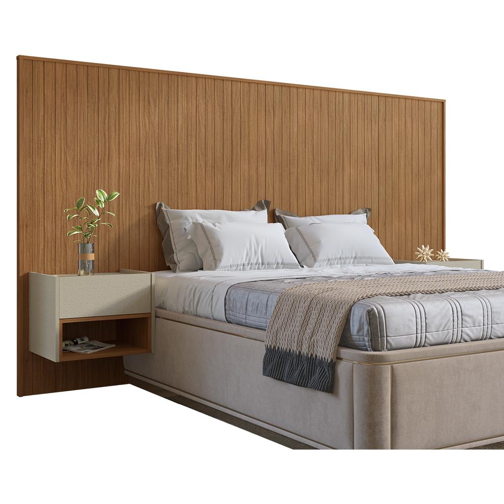 Cabeceira Florença Casal E Queen Com 2 Mesas De Cabeceira Cedro/linho