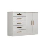 Cômoda De Quarto Space C/ 2 Portas E 5 Gavetas Branco - Novo Horizonte