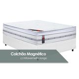 Cama Box Casal: Colchão C/vibro Massagem Castor Pocket Magnético Gold Star + Base Crc Courano White(138x188)