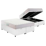 Cama Box Baú Queen: Colchão Anatômico Herval D28 / Ag65 Droom Double Face + Base Crc Courano White(158x198)