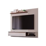 Painel Home P/tv Até 60 Polegadas Panamá Ripado C/ Prateleira 162x157cm Off White/savana - Permóbili