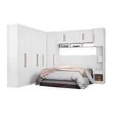 Quarto Casal Modulado Modena Vi 7 Peças (1 Armário Aéreo + 4 Guarda Roupas + 2 Complementos) Qcm61 Branco - Demóbile