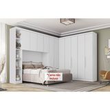 Quarto Casal Modulado Rizon 6 Peças (1 Armário Ponte + 4 Guarda Roupas + 1 Complemento) Qc200 Branco - Novo Horizonte