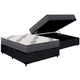 Cama Box Baú Casal: Colchão Anatômico Ortobom D33 / Ep Airtech 100 + Base Crc Courano Black(138x188)