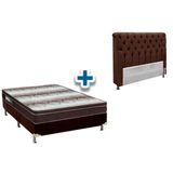 Cama Box Queen Crc + Colchão Ortopédico Ortobom + Cabeceira Imperatriz Suede Marrom Chocolate