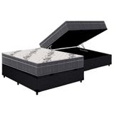 Cama Box Baú Casal: Colchão Anatômico Ortobom D33 / Ep Airtech 100 + Base Crc Courano Black(138x188)