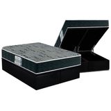Conjunto Box Baú Queen: Colchão Espuma Probel D33 Prodormir Advanced Mega Resistente + Base Crc Suede Black(158x198)