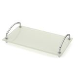 Bandeja Decorativa Organizadora Bancada Vidro Branco 25x15 Aparador Decoração Bar Mesa Casa