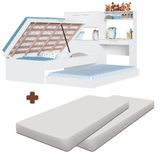 Cama Box De Solteiro Com Auxiliar E Escrivaninha Branco Com 2 Colchões Soati Shop Jm