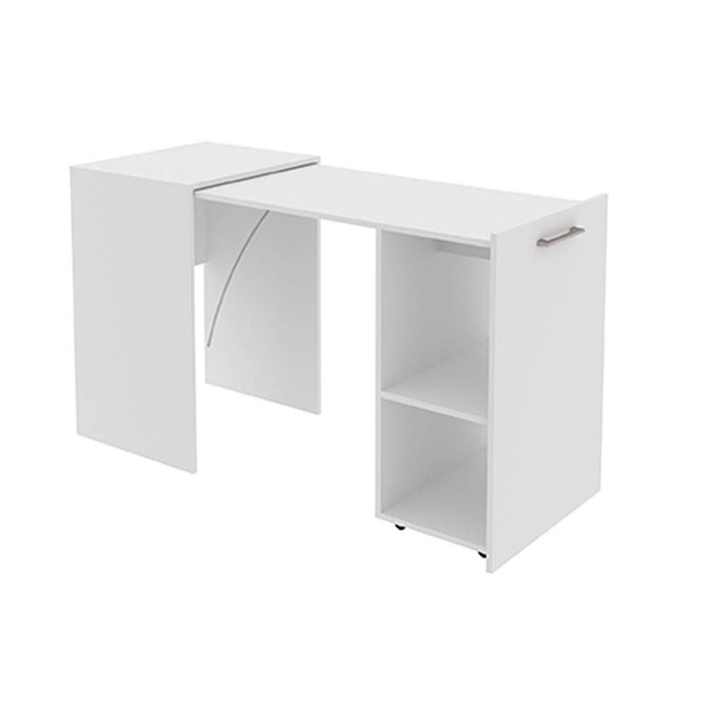 Mesa Multiuso Escritório Retrátil Me4170 C/ 2 Nichos Branco - Tecno Mobili