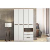 Guarda Roupa Solteiro 4 Portas E 3 Gavetas New Conect 4.3 Branco/jatoba - Santos Andirá