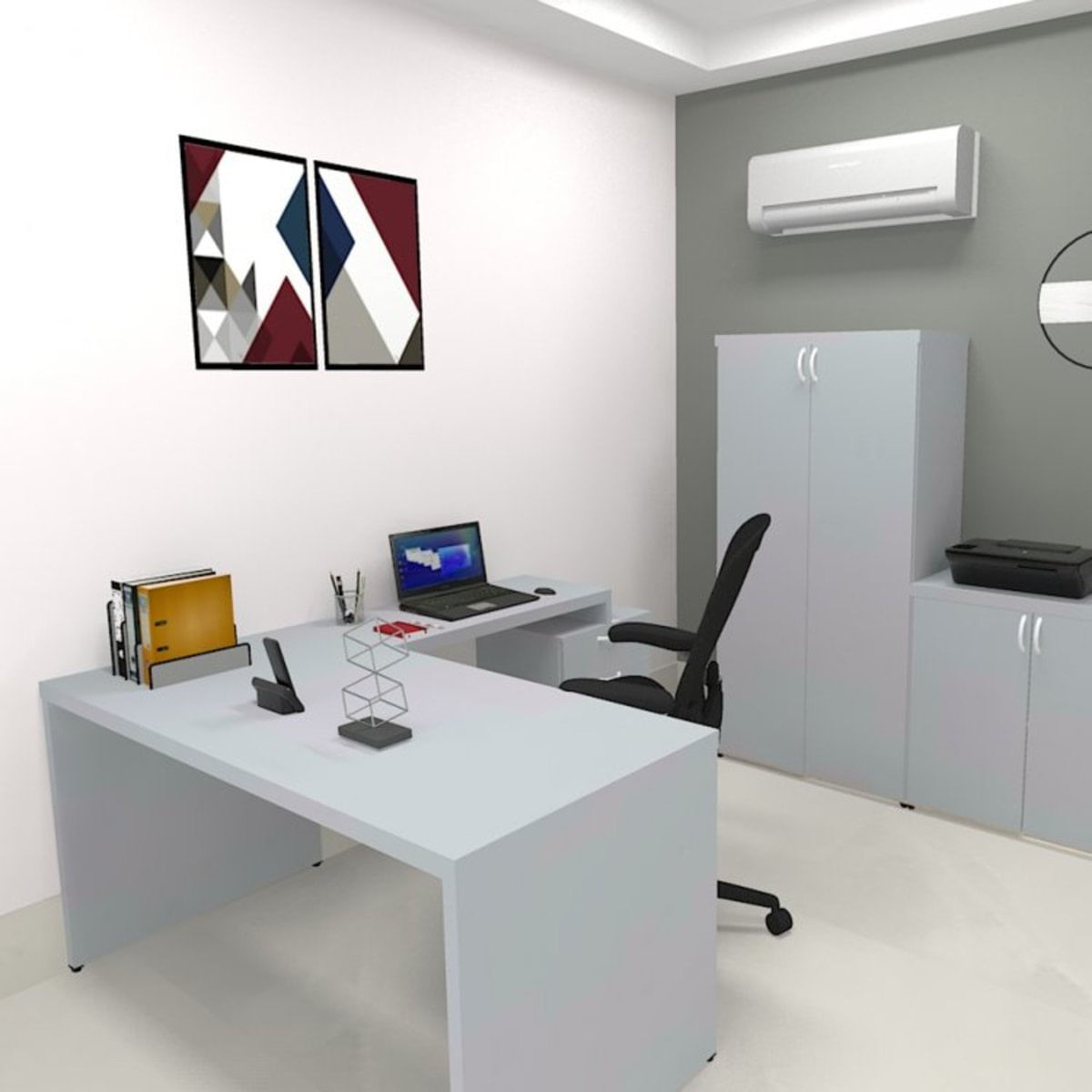 Mesa Reta Natus 40mm 140 Bramov Móveis Cinza Cristal