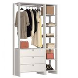 Guarda Roupa Closet 2 Peças com 1 Cabideiro 3 Gavetas e 7 Nichos Yes Nova Mobile Branco