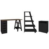 Conjunto Escritório Home Office 3 Peças Stela A06 Nogal/preto - Mpozenato