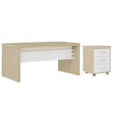 Mesa Para Escritório 160cm E Gaveteiro Com Rodízios Corp A06 Carvalho/branco - Mpozenato