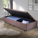 Cama Box Baú Solteirão 96x203x42cm Suede Marrom Com Pistão A Gás