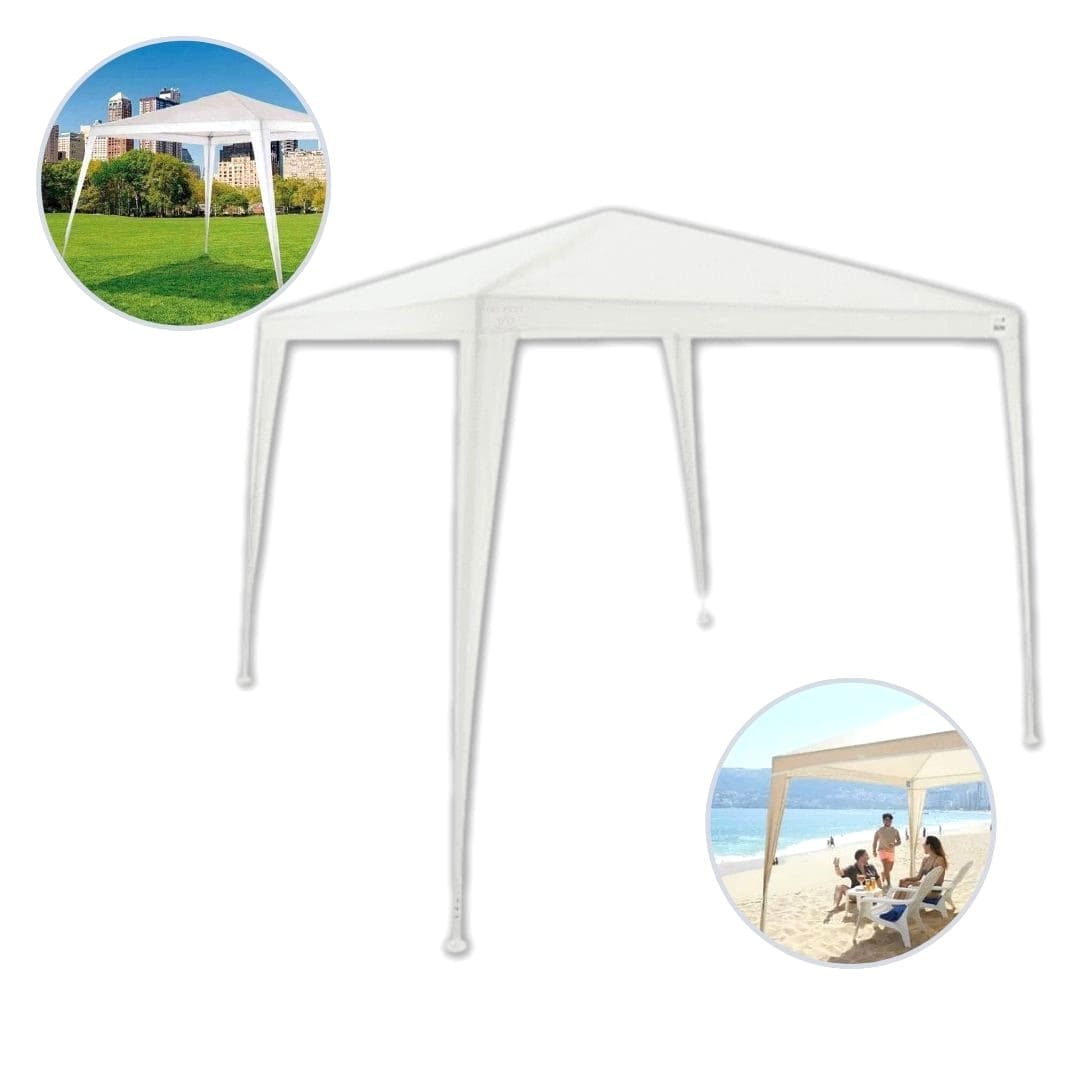 Tenda Gazebo Barraca Praia Camping Jardim Branca 2,4m X 2,4m