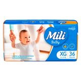 Fralda Descartável Mili Baby Mega Xg Com 36 Unidades