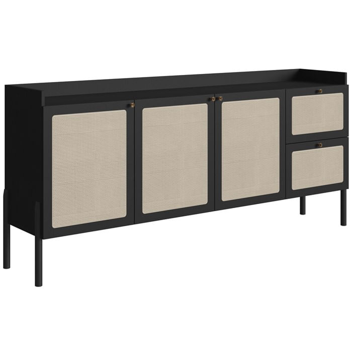 Aparador Balcao Buffet 183 Cm Pes Madeira 27935 Oslo Nero Artesano