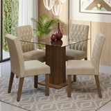Conjunto Sala De Jantar Mesa Tampo De Vidro 4 Cadeiras Rustic/imperial Noemi Madesa