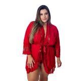 Robe Manga Longa Microfibra Renda Luxo Sexy Plus Size Florallys