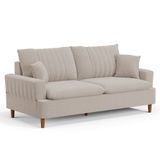 Sofá Living 2 Lugares 160cm Com Almofadas Veras D05 Bouclê Bege - Mpozenato