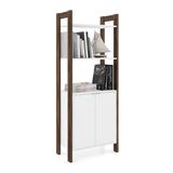 Armario 02 Portas Multiuso Escritorio Ou Closet Az1009 Branco Nogal Tecno Mobili
