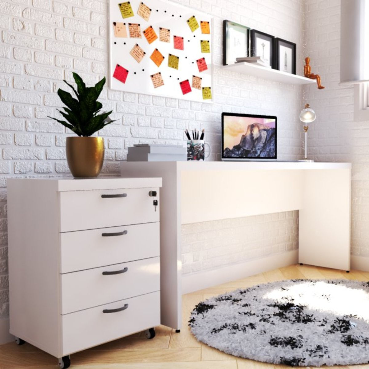 Mesa Reta Natus 40mm 140 Bramov Móveis Branco