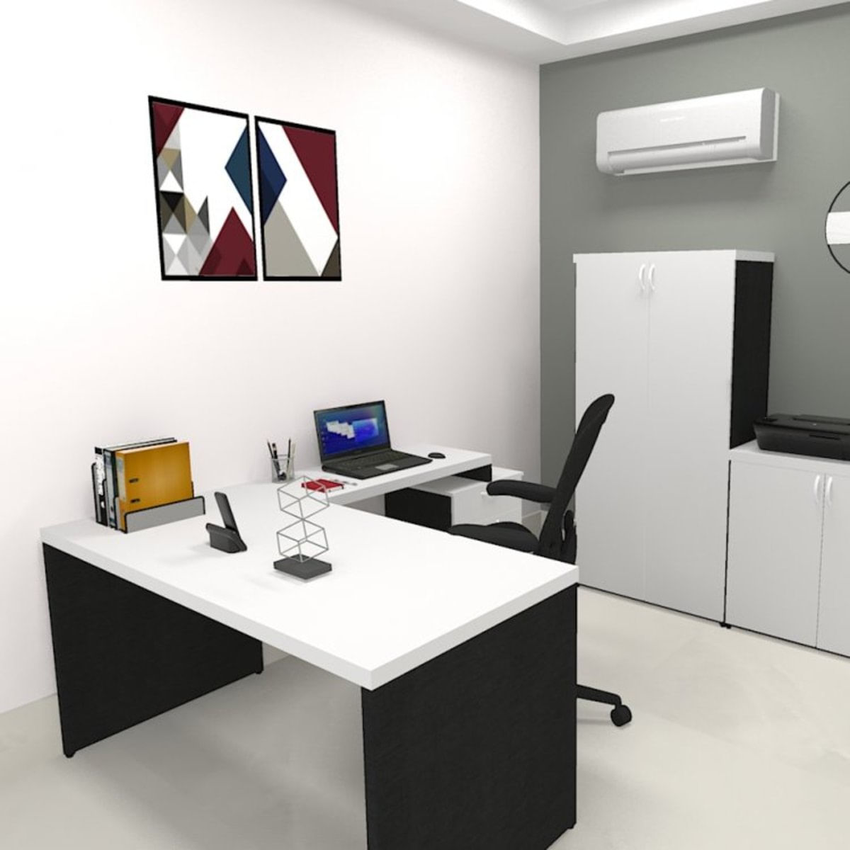 Mesa Reta Natus 40mm 140 Bramov Móveis Preto/Branco