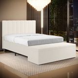 Cabeceira Nashira E Calçadeira Navi 195 Para Cama King N-037 Bouclê Off White Aradecor