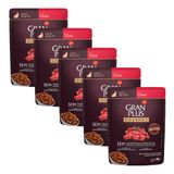 Kit 5 Ração Úmida Gran Plus Gourmet Gatos Adultos Carne Sachê 85g