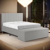 Cabeceira Nashira E Calçadeira Navi 195 Para Cama King N-038 Bouclê Cinza Aradecor