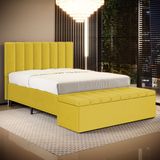 Cabeceira Nashira E Calçadeira Navi 195 Para Cama King N-035 Veludo Amarelo Aradecor