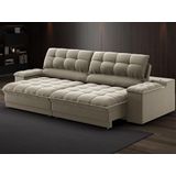 Sofá Com Porta Copos E Carregador Usb Ret Rec Luke 2,30m Veludocristal Fendi - Netsofas