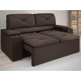 Sofá Com Porta Copos Retrátil E Reclinável Pop 1,54m Velosuede Chocolate - Netsofas