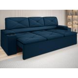 Sofá com Porta-Copos Retrátil e Reclinável Pop 2,05m Velosuede Petróleo - Netsofas