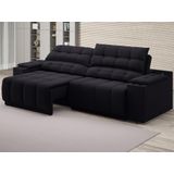 Sofá Com Porta Copos Carregador Usb Ret Rec Samurai 2,50m Velosuede Preto - Netsofas
