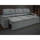 Sofá Com Porta Copos Retrátil E Reclinável Pop 2,05m Velosuede Grafite - Netsofas