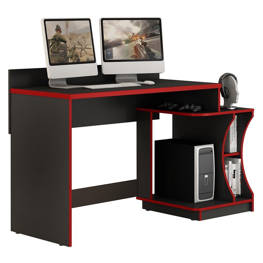 Mesa Para Computador Gamer Preto/vermelho - Valdemóveis