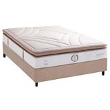 Conjunto Box Casal: Colchão Molas Herval Masterpocket Ensacadas Poseidon Plus C1954 Pillow Top + Base Crc Suede Clean(138x188x34)