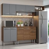 Armário De Cozinha Compacta 229cm Rustic/cinza Emilly Madesa 14