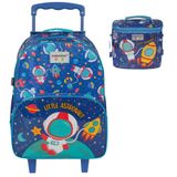 Kit Mochila Lancheira Dermiwill Container Kids Astronauta