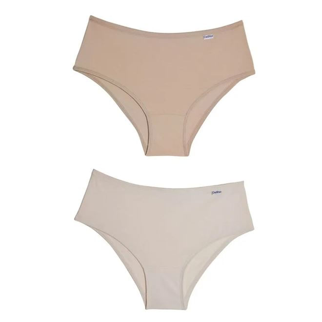 Kit Calcinha Del Rio Feminina 2 Peças Cotton Cós Largo